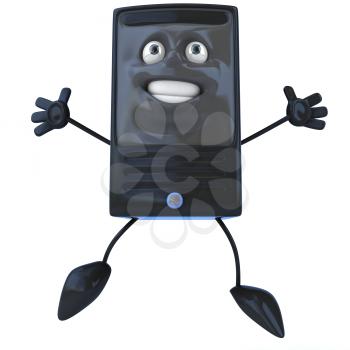 Royalty Free 3d Clipart Image of a Computer Jumping