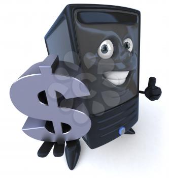 Royalty Free 3d Clipart Image of a Computer Holding a Large Dollar Sign