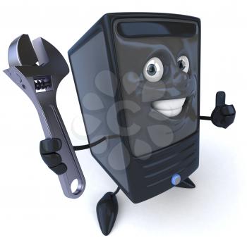 Royalty Free 3d Clipart Image of a Computer Holding a Wrench