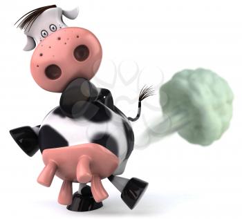 Royalty Free Clipart Image of a Cow Passing Gas