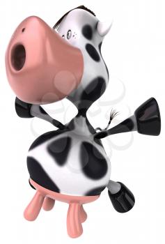 Royalty Free Clipart Image of a Cow Jumping