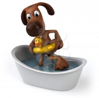 Royalty Free Clipart Image of a Dog in a Bathtub