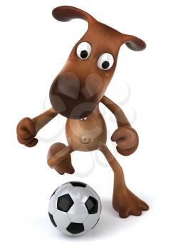 Royalty Free 3d Clipart Image of a Dog Kicking a Soccer Ball