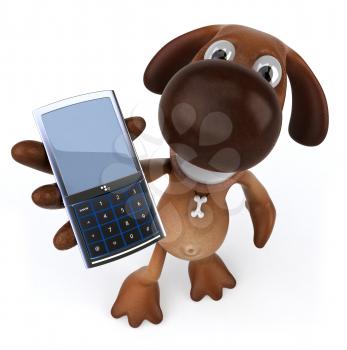 Royalty Free Clipart Image of a Dog With a Cellphone