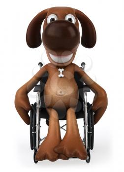 Royalty Free Clipart Image of a Dog in a Wheelchair