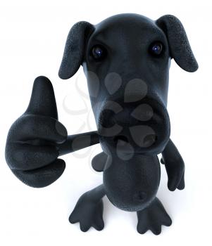 Royalty Free 3d Clipart Image of a Black Dog Giving a Thumbs Up Sign