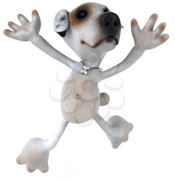 Royalty Free 3d Clipart Image of a Jack Russell Terrier Dog Jumping