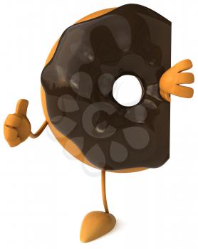 Royalty Free Clipart Image of a Doughnut Giving a Thumbs Up