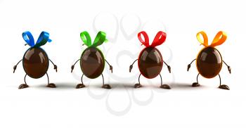 Royalty Free 3d Clipart Image of Chocolate Easter Eggs