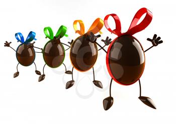 Royalty Free 3d Clipart Image of Chocolate Easter Eggs