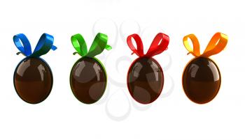 Royalty Free 3d Clipart Image of Chocolate Easter Eggs