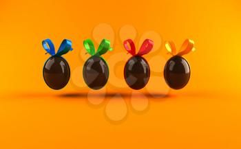 Royalty Free 3d Clipart Image of Chocolate Easter Eggs