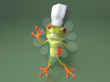 Royalty Free 3d Clipart Image of a Frog Wearing a Chef's Hat