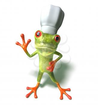 Royalty Free 3d Clipart Image of a Frog Wearing a Chef's Hat