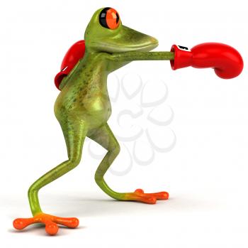 Royalty Free Clipart Image of a Boxing Frog