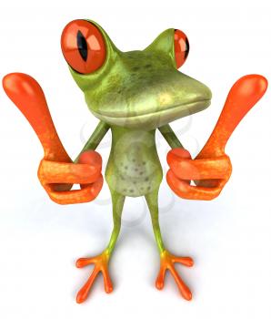 Royalty Free 3d Clipart Image of a Frog Giving Two Thumbs Up Signs