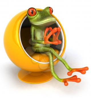 Royalty Free 3d Clipart Image of a Frog Sitting in a Bubble Chair