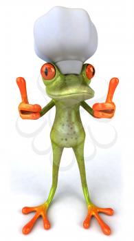Royalty Free 3d Clipart Image of a Frog Wearing a Chef's Hat and Giving Two Thumbs Up Signs