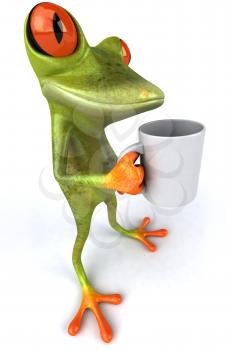 Royalty Free 3d Clipart Image of a Frog Holding a Coffee Mug