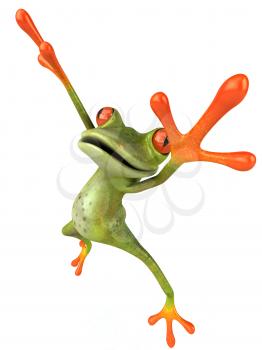 Royalty Free 3d Clipart Image of a Frog Jumping in the Air