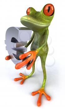 Royalty Free 3d Clipart Image of a Frog Holding a Euro Sign