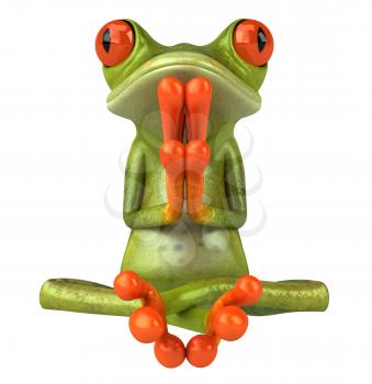 Royalty Free 3d Clipart Image of a Frog Meditating