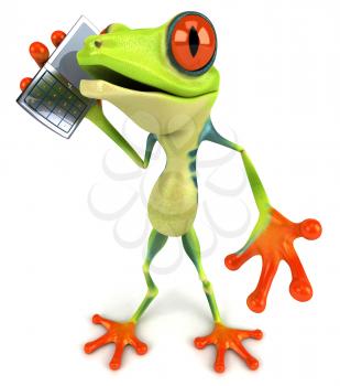 Royalty Free Clipart Image of a Frog With a Cellphone