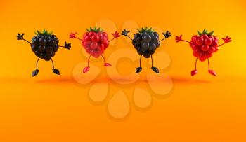 Royalty Free 3d Clipart Image of Raspberries and Blackberries