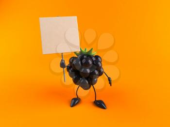 Royalty Free 3d Clipart Image of a Blackberry Holding a Sign