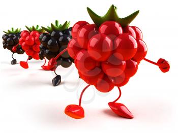 Royalty Free 3d Clipart Image of Raspberries and Blackberries