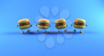 Royalty Free 3d Clipart Image of a Hamburger