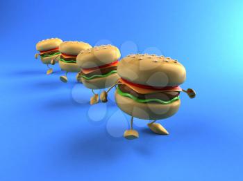 Royalty Free 3d Clipart Image of a Hamburger