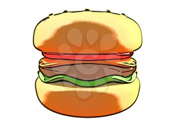 Royalty Free Clipart Image of a Hamburger