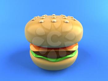 Royalty Free 3d Clipart Image of a Hamburger