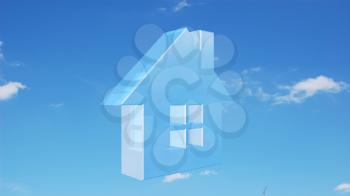 Royalty Free 3d Clipart Image of a House With a Blue Sky Background