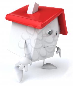 Royalty Free 3d Clipart Image of a Sad House