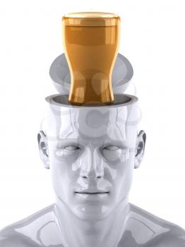 Royalty Free 3d Clipart Image of a Male Thinking About a Glass of Beer