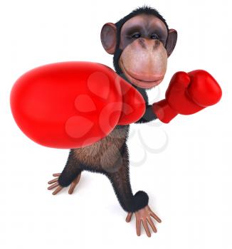 Royalty Free Clipart Image of a Boxing Chimpanzee