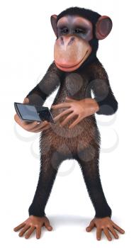 Royalty Free Clipart Image of a Monkey With a Cellphone