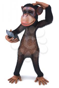 Royalty Free Clipart Image of a Monkey With a Cellphone