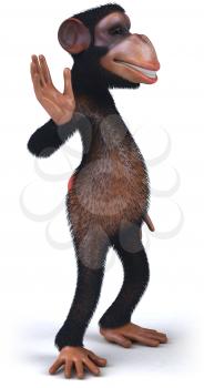 Royalty Free 3d Clipart Image of a Monkey Waving