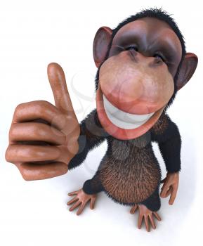 Royalty Free 3d Clipart Image of a Monkey Giving a Thumbs Up Sign