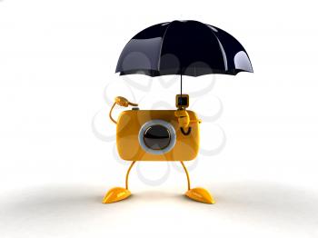 Royalty Free 3d Clipart Image of a Camera Holding an Umbrella