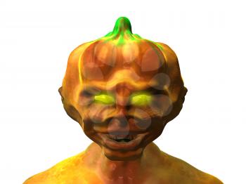 Royalty Free 3d Clipart Image of a Pumpkin Head Monster