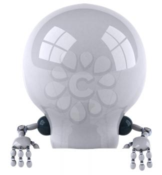 Royalty Free 3d Clipart Image of a Robot Lightbulb