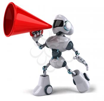 Royalty Free Clipart Image of a Robot With a Megaphone