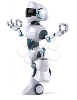 Royalty Free Clipart Image of a Robot Doing Yoga