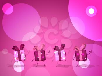 Royalty Free 3d Clipart Image of Pink Gifts