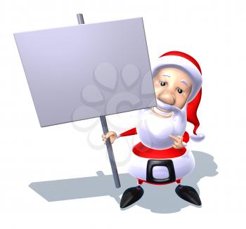 Royalty Free 3d Clipart Image of Santa Holding a Sign