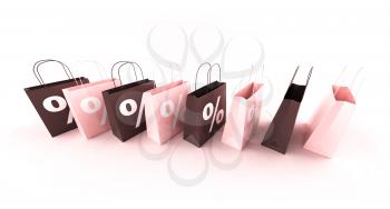 Royalty Free 3d Clipart Image of Shopping Bags with Percentage Signs on Them